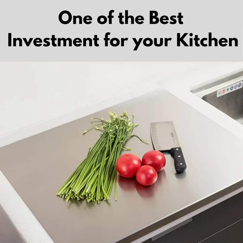 Stainless Steel Cutting Board – Durable Kitchen Chopping Board for Meat, Vegetables & Dough Prep