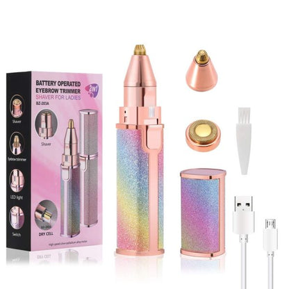 Flawless 2-in-1 Eyebrow Trimmer | Rechargeable Hair Remover with USB Charging Cable &amp; Cleaning Brush