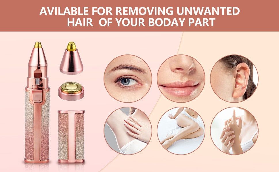 Flawless 2-in-1 Eyebrow Trimmer | Rechargeable Hair Remover with USB Charging Cable &amp; Cleaning Brush