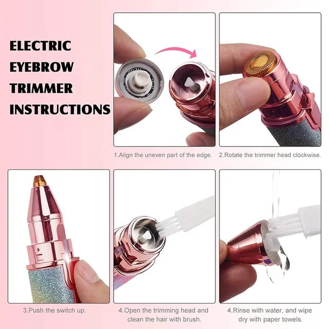 Flawless 2-in-1 Eyebrow Trimmer | Rechargeable Hair Remover with USB Charging Cable &amp; Cleaning Brush