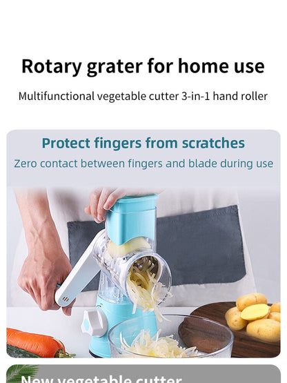 🥗 Table Top Drum Multifunctional Roller Vegetable Cutter – Hand Crank Kitchen Shredder & Potato Grater