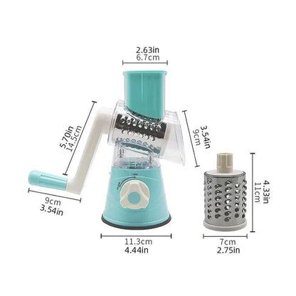 🥗 Table Top Drum Multifunctional Roller Vegetable Cutter – Hand Crank Kitchen Shredder & Potato Grater