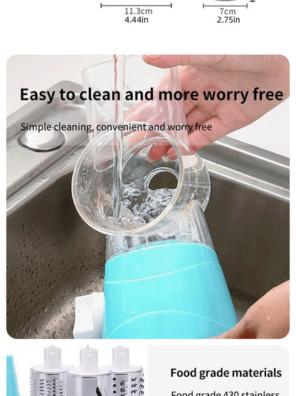 🥗 Table Top Drum Multifunctional Roller Vegetable Cutter – Hand Crank Kitchen Shredder & Potato Grater