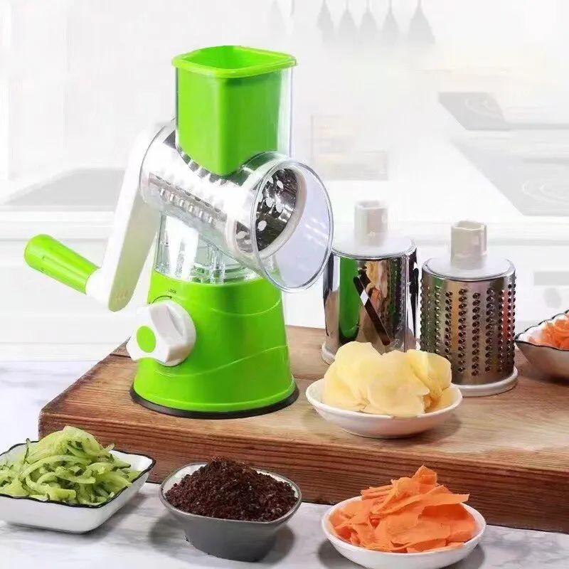 🥗 Table Top Drum Multifunctional Roller Vegetable Cutter – Hand Crank Kitchen Shredder & Potato Grater