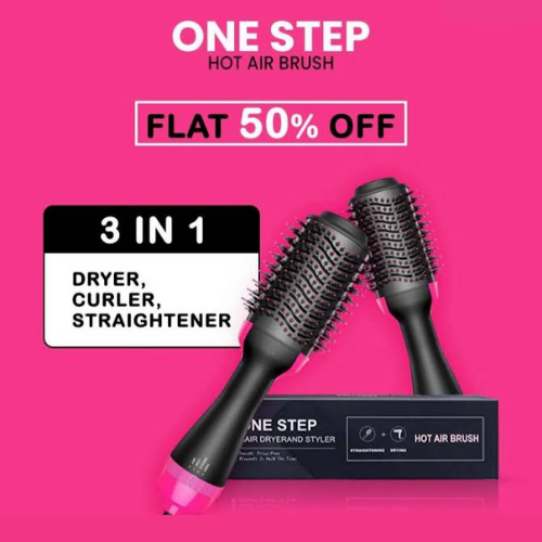 One Step Hot Air Brush – 3-in-1 Dryer, Straightener & Volumizer