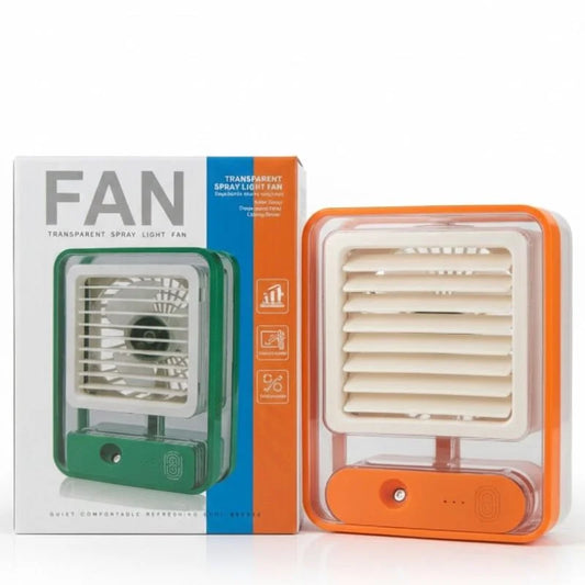 Portable USB Air Cooler Fan – 3-Speed, Mist Spray, Rechargeable