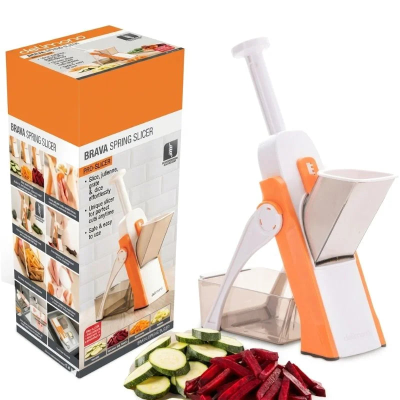 Brava Spring Vegetable Slicer Chopper | Manual Food Chopper for Kitchen