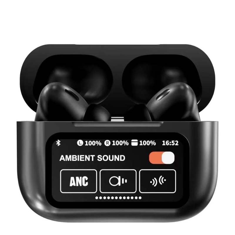 🎧 A9 AirPods Pro 2 with LCD Display | ANC + ENC | Extra Bass | Lanyard & Buzzer Sound