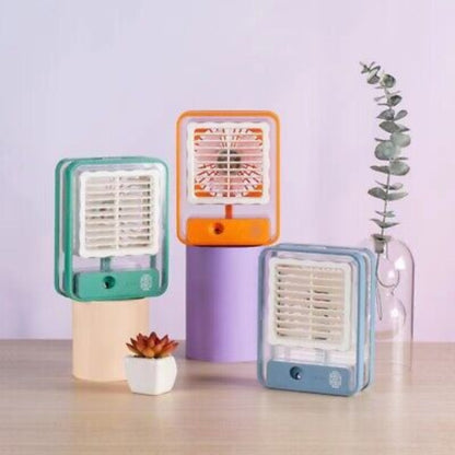 Portable USB Air Cooler Fan – 3-Speed, Mist Spray, Rechargeable