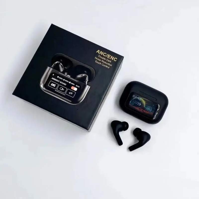 🎧 A9 AirPods Pro 2 with LCD Display | ANC + ENC | Extra Bass | Lanyard & Buzzer Sound