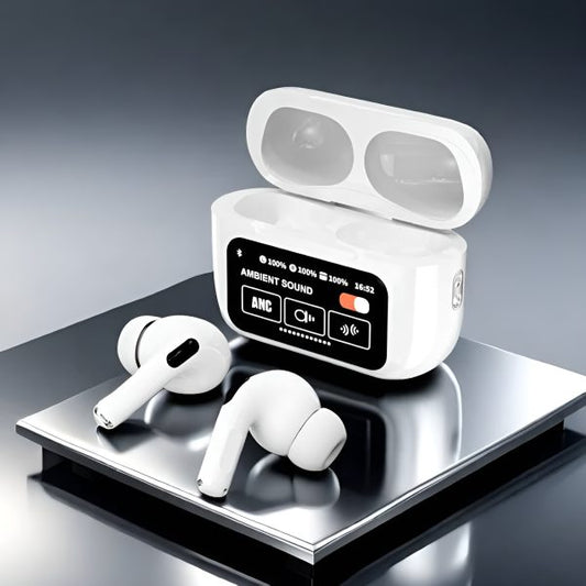 🎧 A9 AirPods Pro 2 with LCD Display | ANC + ENC | Extra Bass | Lanyard & Buzzer Sound