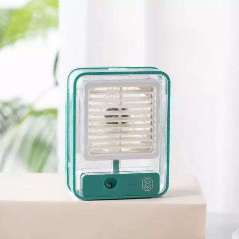 Portable USB Air Cooler Fan – 3-Speed, Mist Spray, Rechargeable