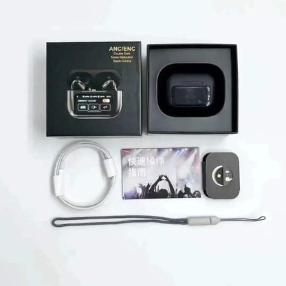 🎧 A9 AirPods Pro 2 with LCD Display | ANC + ENC | Extra Bass | Lanyard & Buzzer Sound