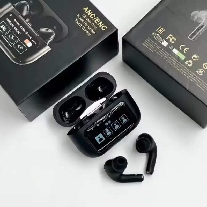 🎧 A9 AirPods Pro 2 with LCD Display | ANC + ENC | Extra Bass | Lanyard & Buzzer Sound