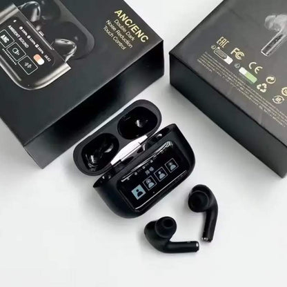 🎧 A9 AirPods Pro 2 with LCD Display | ANC + ENC | Extra Bass | Lanyard & Buzzer Sound