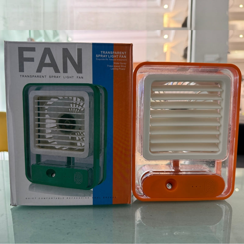 Portable USB Air Cooler Fan – 3-Speed, Mist Spray, Rechargeable