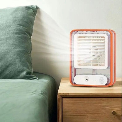 Portable USB Air Cooler Fan – 3-Speed, Mist Spray, Rechargeable