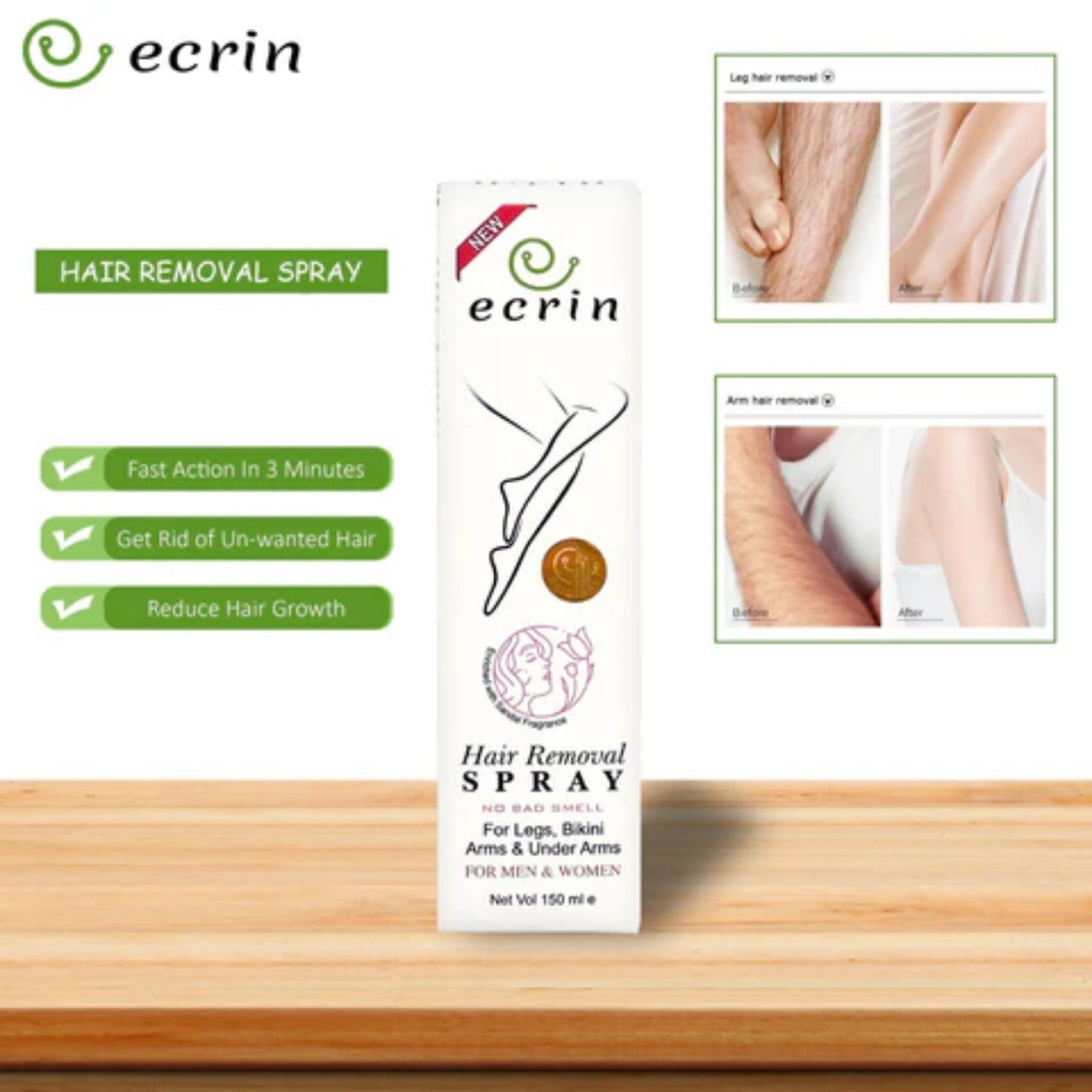 Ecrin – 2-in-1 Hair Removal Spray for Men & Women